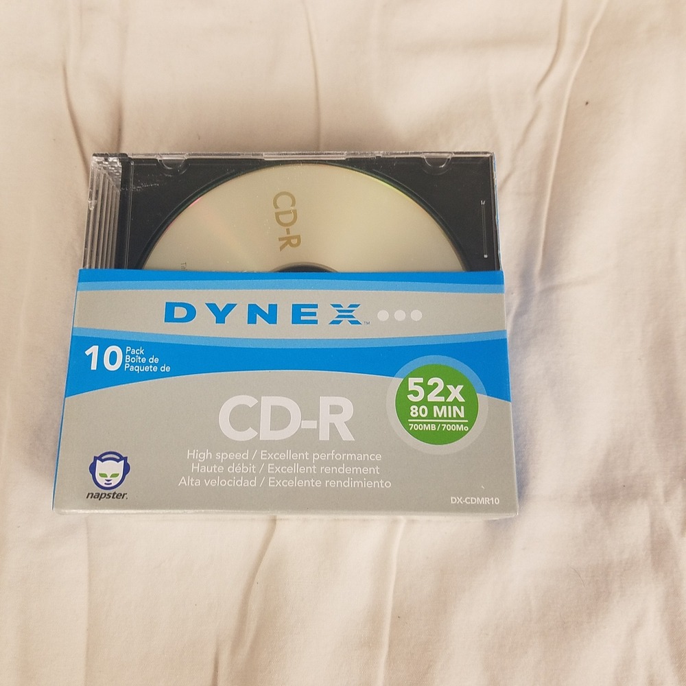 Dynex 10 Pack CD-R 52x 80 Min 700MB Blank Media with Slim Jewel Cases DX-CDMR10